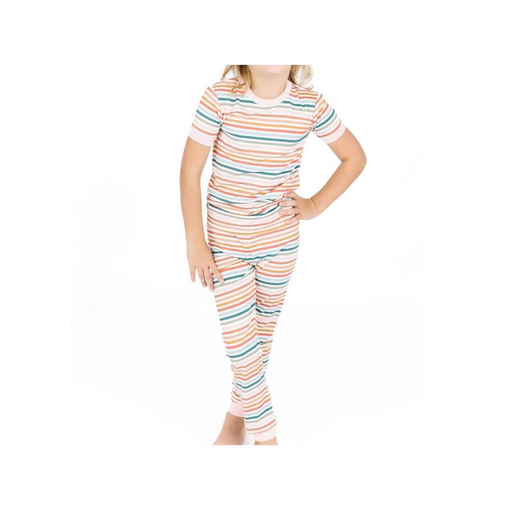 NEW EMERSON AND FRIENDS kids sunset stripe two-piece bamboo short sleeve pajama